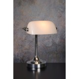 LUCIDE 17504/01/11 | BankerL Lucide stolna svjetiljka 30cm s prekidačem 1x E14 krom, bijelo