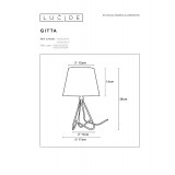 LUCIDE 47500/81/17 | Gitta Lucide stolna svjetiljka 29cm sa prekidačem na kablu 1x E14 bronca, bijelo