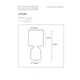 LUCIDE 47503/81/36 | Cosby Lucide stolna svjetiljka 32,5cm sa prekidačem na kablu 1x E14 bijelo, sivo