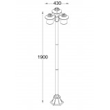 LUTEC 7264230213 | Cate Lutec podna svjetiljka 190cm 3x E27 IP44 antik crno, rdža smeđe, prozirno
