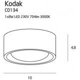 MAXLIGHT C0134 | Kodak Maxlight stropne svjetiljke svjetiljka 1x LED 704lm 3000K bijelo
