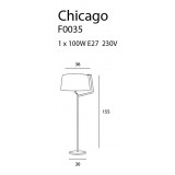 MAXLIGHT F0035 | Chicago Maxlight podna svjetiljka 155cm s prekidačem 1x E27 bijelo