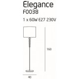 MAXLIGHT F0038 | EleganceM Maxlight podna svjetiljka 160cm s prekidačem 1x E27 bijelo, krom, prozirno