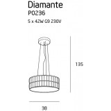 MAXLIGHT P0236 | Diamante Maxlight visilice svjetiljka 5x G9 krom, prozirno, opal