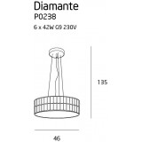 MAXLIGHT P0238 | Diamante Maxlight visilice svjetiljka 6x G9 krom, prozirno, opal