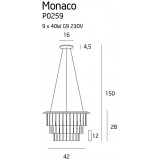 MAXLIGHT P0259 | MonacoM Maxlight visilice svjetiljka 9x G9 krom, prozirno
