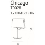 MAXLIGHT T0028 | Chicago Maxlight stolna svjetiljka 46cm s prekidačem 1x E27 bijelo