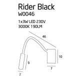 MAXLIGHT W0046 | Rider Maxlight zidna svjetiljka s prekidačem fleksibilna 1x LED 190lm 3000K crno