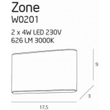 MAXLIGHT W0201 | Zone Maxlight zidna svjetiljka 2x LED 626lm 3000K IP44 bijelo
