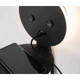 NOVA LUCE 9173282 | Eclip Nova Luce zidna svjetiljka s prekidačem elementi koji se mogu okretati, USB utikač, pozadinska rasvjeta 1x LED 210lm + 1x LED 310lm 3000K crno