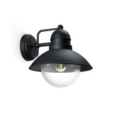 PHILIPS 17237/30/PN | Hoverfly Philips zidna svjetiljka 1x E27 IP44 crno, prozirno