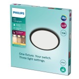 PHILIPS 8719514327207 | SuperSlim Philips zidna, stropne svjetiljke LED panel - SceneSwitch okrugli s impulsnim prekidačem jačina svjetlosti se može podešavati 1x LED 1300lm 2700K IP44 crno, bijelo