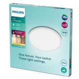 PHILIPS 8719514327269 | SuperSlim Philips zidna, stropne svjetiljke LED panel - SceneSwitch okrugli s impulsnim prekidačem jačina svjetlosti se može podešavati 1x LED 1500lm 2700K IP44 bijelo