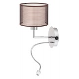 RABALUX 2629 | Anastasia Rabalux zidna svjetiljka dva prekidača fleksibilna 1x E27 + 1x LED 85lm krom, smeđe