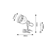 RABALUX 3092 | Flint Rabalux svjetiljke sa štipaljkama svjetiljka sa prekidačem na kablu elementi koji se mogu okretati 1x E14 crno, bijelo