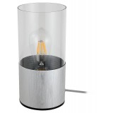 RABALUX 3153 | Zelkova Rabalux stolna svjetiljka 25cm sa prekidačem na kablu sa kablom i vilastim utikačem 1x E27 brušeni aluminij, prozirna