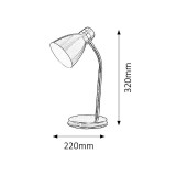 RABALUX 4206 | Patric Rabalux stolna svjetiljka 32cm sa prekidačem na kablu fleksibilna 1x E14 srebrno, krom