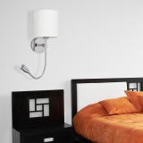 RABALUX 6529 | Larkin Rabalux zidna svjetiljka dva prekidača fleksibilna 1x E27 + 1x LED 205lm krom, bijelo