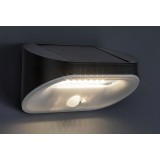 RABALUX 77006 | Brezno Rabalux zidna svjetiljka sa senzorom, svjetlosni senzor - sumračni prekidač, s prekidačem solarna baterija 1x LED 145lm 4000K IP44 crno, bijelo