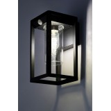 RABALUX 77086 | Zernest Rabalux zidna svjetiljka sa senzorom, svjetlosni senzor - sumračni prekidač 1x E27 IP54 crno, prozirno