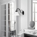 RABALUX 7811 | Athen Rabalux zidna svjetiljka 1x E14 crno mat, bijelo alabaster