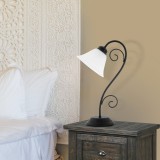 RABALUX 7812 | Athen Rabalux stolna svjetiljka 41cm sa prekidačem na kablu 1x E14 crno mat, bijelo alabaster