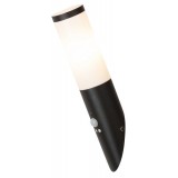 RABALUX 8146 | Black-torch Rabalux zidna svjetiljka okrugli sa senzorom UV odporna plastika 1x E27 IP44 UV crno mat, bijelo