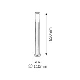 RABALUX 8264 | Inox Rabalux podna svjetiljka 65cm UV odporna plastika 1x E27 IP44 UV plemeniti čelik, čelik sivo, bijelo