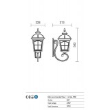 REDO 9646 | York-RD Redo zidna svjetiljka 1x E27 IP44 antik crno, prozirno