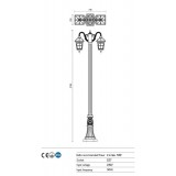 REDO 9655 | York-RD Redo podna svjetiljka 270cm 2x E27 IP44 antik crno, prozirno