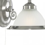 SEARCHLIGHT 1041-1 | American-Diner Searchlight zidna svjetiljka s poteznim prekidačem 1x E27 saten srebro, bijelo, opal
