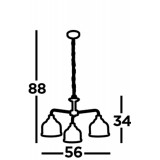 SEARCHLIGHT 1683-3SS | Bistro-II Searchlight luster svjetiljka 3x E27 saten srebro, prozirno
