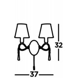SEARCHLIGHT 2032-2CC | Simplicity Searchlight zidna svjetiljka s poteznim prekidačem 2x E14 krom, bijelo, prozirno