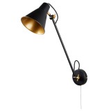 SEARCHLIGHT 6302BK | Wall-SL Searchlight zidna svjetiljka s poteznim prekidačem elementi koji se mogu okretati 1x E27 crno mat, zlatno