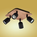 TK LIGHTING 3293 | Top-Wood Tk Lighting spot svjetiljka elementi koji se mogu okretati 4x GU10 crno, drvo