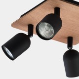 TK LIGHTING 3293 | Top-Wood Tk Lighting spot svjetiljka elementi koji se mogu okretati 4x GU10 crno, drvo