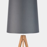 TK LIGHTING 5046 | Walz Tk Lighting podna svjetiljka 175cm s prekidačem 1x E27 sivo, drvo