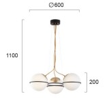 VIOKEF 3093900 | Ferero Viokef visilice svjetiljka 3x E27 opal mat, zlatno, crno