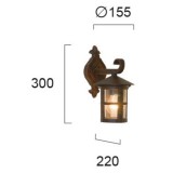 VIOKEF 4056200 | Skiathos Viokef zidna svjetiljka 1x E27 IP54 braon antik, prozirna