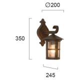 VIOKEF 4088500 | Skiathos Viokef zidna svjetiljka 1x E27 IP54 braon antik, prozirna