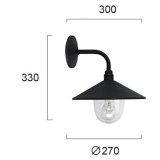 VIOKEF 4178200 | Pilos Viokef zidna svjetiljka 1x E27 IP44 crno, prozirna