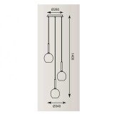 ZUMA LINE MD1629-3BCH | Monic Zuma Line visilice svjetiljka okrugli 3x E14 krom, dim, prozirno