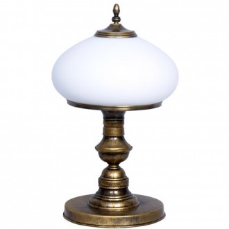 ALDEX 493B | Patyna-VIII Aldex stolna svjetiljka 45cm s prekidačem 1x E27 antik brončano, bijelo