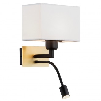 ARGON 1040 | Bill-AR Argon zidna svjetiljka s prekidačem fleksibilna 1x E27 + 1x LED 560lm brušeno zlato, crno mat, bijelo