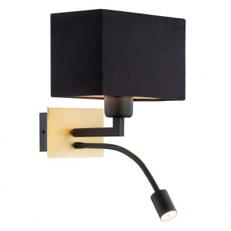 ARGON 1041 | Bill-AR Argon zidna svjetiljka s prekidačem fleksibilna 1x E27 + 1x LED 560lm brušeno zlato, crno mat