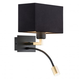 ARGON 1042 | Bill-AR Argon zidna svjetiljka s prekidačem fleksibilna 1x E27 + 1x LED 560lm brušeno zlato, crno mat
