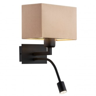 ARGON 1043 | Bill-AR Argon zidna svjetiljka s prekidačem fleksibilna 1x E27 + 1x LED 560lm crno mat, bež