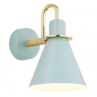 ARGON 4706 | Beverly-AR Argon zidna svjetiljka 1x E27 pastel svijetlo plava, mesing, bijelo