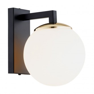 ARGON 4771 | Moritz-AR Argon zidna svjetiljka 1x E27 crno, mesing, opal