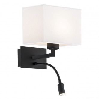 ARGON 868 | Hilary-AR Argon zidna svjetiljka s prekidačem fleksibilna 1x E27 + 1x LED 560lm crno, bijelo